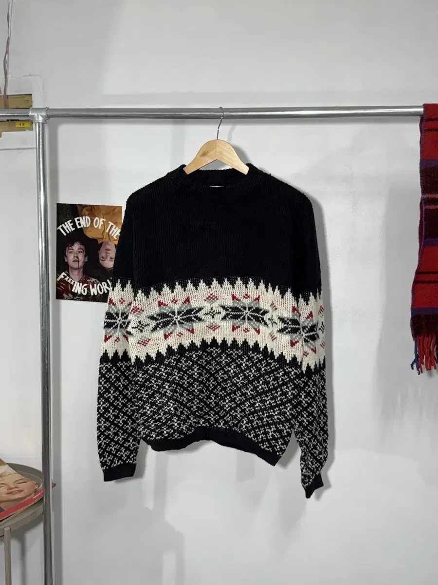 L/ Vintage Nordic Sweater /N39